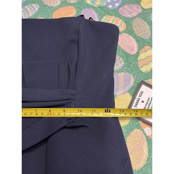 Betsy & Adam Ruffle Cascade Strapless Fit Flare Navy Prom Evening Gown Dress 4 - Picture 8 of 16